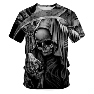 Gothic Reaper Skull Design Men's Short Sleeve T-<b>Shirt</b> Regular Fit O-Neck <b>100</b>% <b>Polyester</b> Anti-Pilling Breathable - Product Image 2