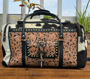 Newly Customized Unisex Hand Tooled Leather Duffel <b>Bag</b> Cowhide Leather <b>Weekender</b> <b>Bag</b> Handmade Large <b>Travel</b> Vacation Holidays <b>Bag</b> - Product Image 3