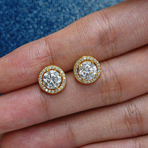 1ct Oval Moissanite Diamond 925 <b>Silver</b> and Gold Plated Solid <b>Stud</b> Earrings Elegant Everyday Glamour with Vintage Style - Product Image 3