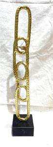 Escultura Moderna de Eslabones de Cadena de Bronce, Estatua de Metal con Anillas Verticales, Objeto de Arte Abstracto sobre Base de Mármol, Decoración de Lujo para el Hogar - Product Image 5