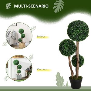 Albero Artificiale in Vaso per Interni/Esterni, Topiaria a 3 Sfere in Bosso con Design Elegante, Piante Finte di Qualità per Uso Domestico - Product Image 6