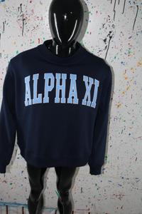 เสื้อสเวตเชิ้ต ALPHA XI BLMock Neck สีแดง 100% ปักลาย Applique คอเสื้อกว้าง ด้ายคุณภาพดี - Product Image 4