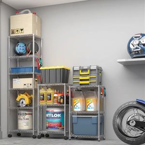 Heavy Duty 72.83\" H NSF Metal Storage Shelves 1020LBS Wire Shelving Unit Wheels Adjustable Garage Storage 1020LBS NSF Storage - Product Image 2