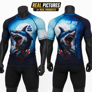 Rashguard personnalisé sublimé pour MMA, BJJ, No-Gi, Grappling, compression, impression intégrale, respirant, séchage rapide - Product Image 1