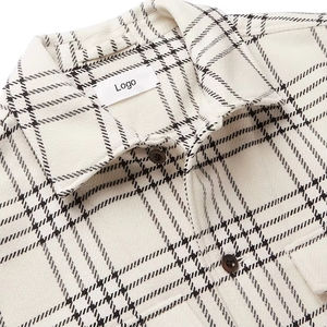 Veste de travail à manches longues pour homme sur mesure OEM, chemise en flanelle, chemise décontractée avec 2 poches poitrine, logo personnalisé, veste classique - Product Image 6