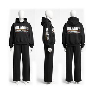 Ensemble de survêtement streetwear pour homme, coupe slim, à capuche, couleur unie, avec logo personnalisé, fabrication OEM, vêtements de loisirs - Product Image 2