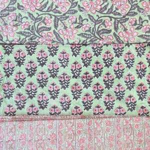 Tissu en coton imprimé traditionnel Jaipuri, coton cambriqué imprimé au bloc 60x60, tissu en coton à motifs. - Product Image 5