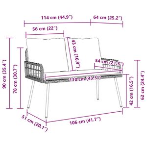Banco de Jardín de Acero Antracita de 44.88 X 25.20 X 35.43 Pulgadas, Bancos de Patio, Categoría de Producto - Product Image 6