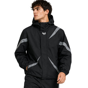 Chaqueta Cortavientos con Capucha y Panel Reflectante Personalizado en Negro para Hombre, Resistente al Agua, Ropa de Entrenamiento para Exteriores, Fabricante OEM ODM - Product Image 1