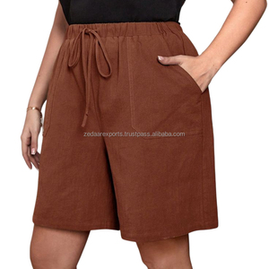 Pantalones cortos de lino puro y suave para mujer, ligeros, aptos para viajes a la playa o uso diario - Product Image 4