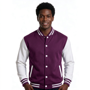 Veste universitaire personnalisée avec empiècements en cuir pour les marques de badges universitaires, corps en mélange de laine avec manches contrastées - Product Image 1
