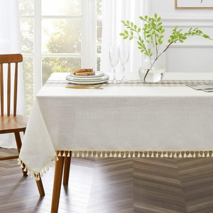 Manufacturer Wholesale Linen Striped Lace <b>Tablecloth</b> Waterproof Wrinkle Resistant <b>Square</b> Dining Table Cover OEM - Product Image 3
