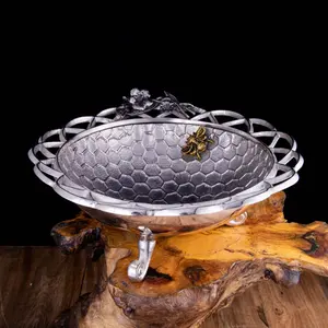 Bol décoratif d'intérieur artistique de luxe, fait main, en métal haut de gamme, sûr pour la consommation, pour grossistes, zahid export - Product Image 2