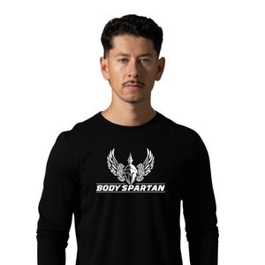 Camiseta Deportiva de Manga Larga Negra para Hombre, Cuello Redondo, Algodón Premium, para Entrenamiento, Running, Estilo Casual - Product Image 2