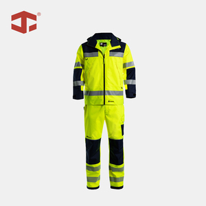 Ensemble de vêtements de travail haute visibilité réfléchissants, imperméables et respirants en polyester, uniforme de sécurité pour la construction routière et la logistique - Product Image 1