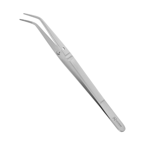 Pince à coton dentaire professionnelle en acier inoxydable, à bec coudé dentelé, autoclavable - Product Image 1