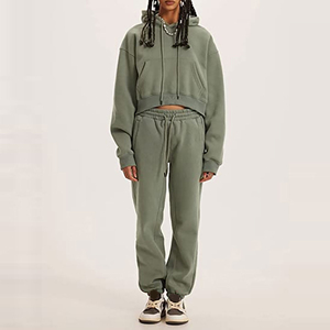 Newest Casual Wear Outfits Plain Long Sleeve <b>Top</b> Product Ladies <b>Crop</b> Hoodie And Jogger Sets Women Pullover Tracksuit Set - Product Image 1