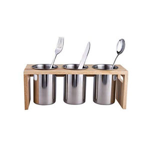 New Design Silver Finished Metal Utensil <b>Caddy</b> Round Shape Flatware Organizer For Dining <b>Table</b> Parties Decor Handmade - Product Image 3