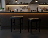 Ensemble de 2 tabourets de bar et de comptoir en cuir PU, ensemble de tabourets capitonnés en cuir PU, ensemble de tabourets rembourrés en PU avec structure en bois massif, hauteur bar et comptoir