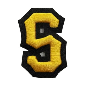 High-Density Eco-Friendly Woven Patches-Damask Weave Embroidered Gold Cross Sew-On Customized Color Logo English Hats Alphabet - Product Image 1