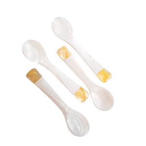 Premium Handmade Fish Flower MOP Shell Spoon Long Handle <b>Mirror</b> Polish Custom Logo Engraved Coffee Dessert Storage - Product Image 2