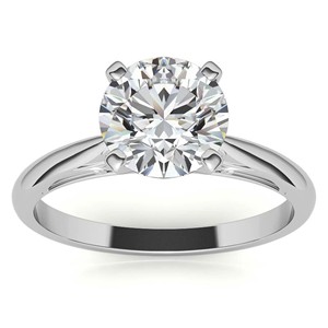 Anillo de compromiso de moissanita de corte redondo de 1.3 quilates, anillo solitario vintage de oro blanco macizo de 14K, anillo de boda para mujer - Product Image 2