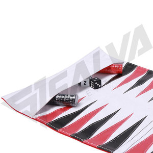 Factory Supply Leather <b>Set</b> Customize logo Colored Professional Backgammon Game Board Game <b>Dice</b> Game Cup with black & white chips - Product Image 5