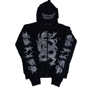 Sudadera con capucha de forro polar para hombre, personalizada, bordada con pedrería, de moda, con logo/color, 100% algodón, corte oversize, diseño con cremallera, ideal para invierno. - Product Image 1