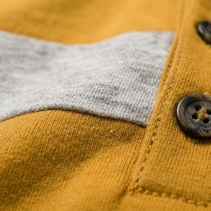 Mens Multi Color Striped Henley Shirts Long Sleeve Crew Neck Button Tee Comfortable Cotton Patchwork Yellow Urban Pullover Tops - Product Image 5