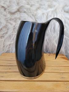 Mug en corne de buffle fait main, forme naturelle, thème animal sculpté, objet d'art de collection, artisanat buraq - Product Image 5