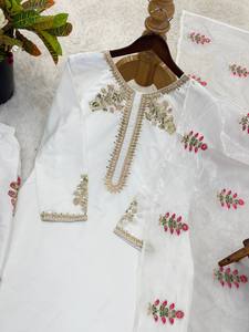 ชุดเดรส Ethenic ใหม่ผ้าเครปดีไซน์ผ้าไหมปักลายด้วยด้ายทำงานกับแขนเสื้อเต็มตัว - Product Image 5