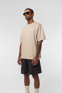 HSI Oversized <b>Black</b> Plain Front O-Neck <b>Short</b> <b>Sleeve</b> Boxy <b>Shirts</b> Wholesale Casual Wear <b>Men</b> Eco-Friendly Breathable 100% Cotton - Product Image 1