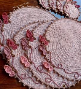 Romantic Elegant Crochet Butterfly Placemat Handmade Cotton Oval <b>Table</b> Mat Beautiful Dining <b>Table</b> Decor Home <b>Kitchen</b> Accessory - Product Image 3