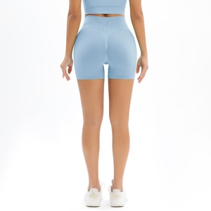 Custom Logo Women's High Waisted Yoga <b>Shorts</b> Seamless Mesh Contour Workout <b>Tights</b> for Gym and Fitness - Product Image 4