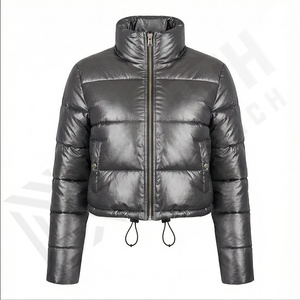 Chaqueta acolchada para mujer, cortavientos cálido con cuello levantado y cremallera, de talla grande, impermeable, a la moda para hombre - Product Image 2