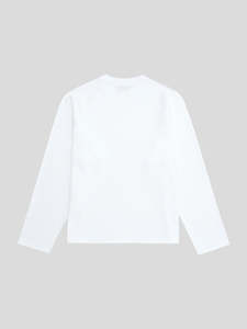 เสื้อยืดแขนยาวคอกลมสีขาวสำหรับผู้ชาย ผ้าฝ้าย 100% ทรงปกติ สวมใส่สบาย สีพื้น - Product Image 1