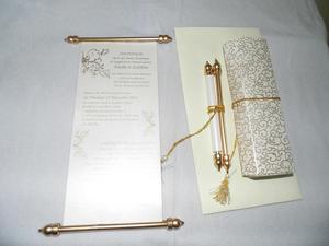Invitation de mariage en parchemin royal, invitation de luxe faite à la main, carte d'invitation personnalisée, OEM, vente en gros, exportateur, fabricant en Inde - Product Image 2