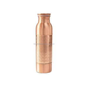 <b>Plain</b> Finished Copper Exercise Ayurvedic <b>Water</b> <b>Bottle</b> High Exclusive Good Quality Table Decorative Personalized <b>Bottle</b> With LID - Product Image 3