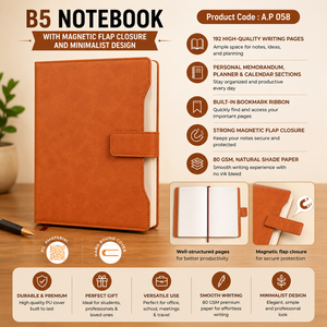 2026 B5 Premium PU Hardcover Diary Thread Sewing Bound Ribbon <b>Bookmark</b> 80 GSM Writing Paper Metal Magnetic Flap Custom Logo - Product Image 4