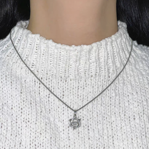 Collier pendentif de luxe style vintage pour femme, avec diamant scintillant, chaîne à maillons et design battement de cœur en zircon, idéal pour les fêtes et la Saint-Valentin - Product Image 2