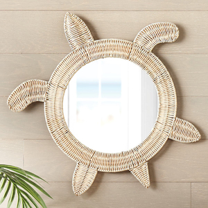 Newest design turtle <b>framed</b> rattan mirror cute mirrors for kids room accent direct price from manufacturer - Product Image 1
