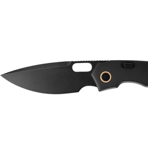 Folding <b>Pocket</b> Knives Black Coat Drop Point Blade Black Metal Handle Oval Thumb Hole <b>Pocket</b> Clip Gold Tone <b>Screws</b> for Daily Use - Product Image 4