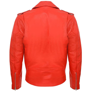 Red <b>Women's</b> PU <b>Leather</b> Motorcycle <b>Jacket</b> Stand Collar Full Sleeve Zipper Closure Solid Color <b>Moto</b> Biker Style Autumn Wear - Product Image 3