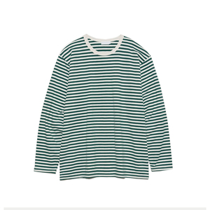T-shirt pour femme à manches longues en viscose et coton, rayures inspirées de la marine, coupe décontractée, style nautique classique - Product Image 1
