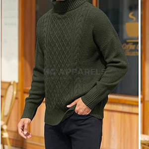 Pull d'hiver pour homme de style classique, faible MOQ, en mélange de coton et de laine, tissu respirant, logo frontal, confort durable, haute qualité - Product Image 4