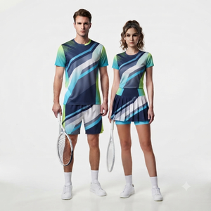 Tenue de tennis personnalisée pour couples, vêtements de performance pour le court, chemise athlétique à manches courtes avec short et jupe de tennis, OEM ODM en gros - Product Image 5
