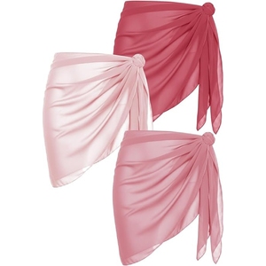 Lot de 3 paréos de plage pour femme, jupes courtes transparentes pour maillot de bain, couvre-maillots de bain pour la plage - Product Image 1