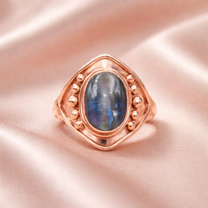925 Sterling Silver Blue Kyanite Statement <b>Ring</b> for Women Vintage <b>Boho</b> Gemstone Rose Gold & Yellow Gold Plated Handmade Jewelry - Product Image 2