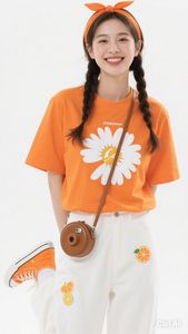 Camiseta Naranja de Punto Regular con Estampado (Estampado Gráfico) Casual / Streetwear / Playa 95% algodón + 5% elastano - Product Image 3