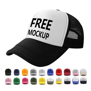 หมวกแก๊ปตาข่ายสีขาวขายส่ง แบบสองสี ขอบสีดำ ปรับขนาดได้ หมวก 5 ชิ้น สำหรับผู้ใหญ่ สวมใส่สบายๆ หมวกกีฬา หลายสี - Product Image 4